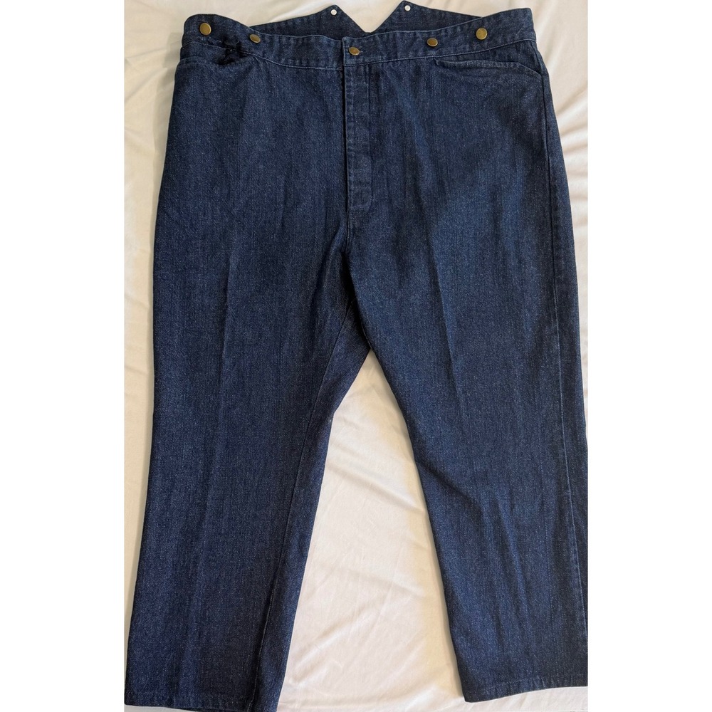 Frontier Classics Womens Indigo Denim Cinch Back Suspender Button Trousers 46
